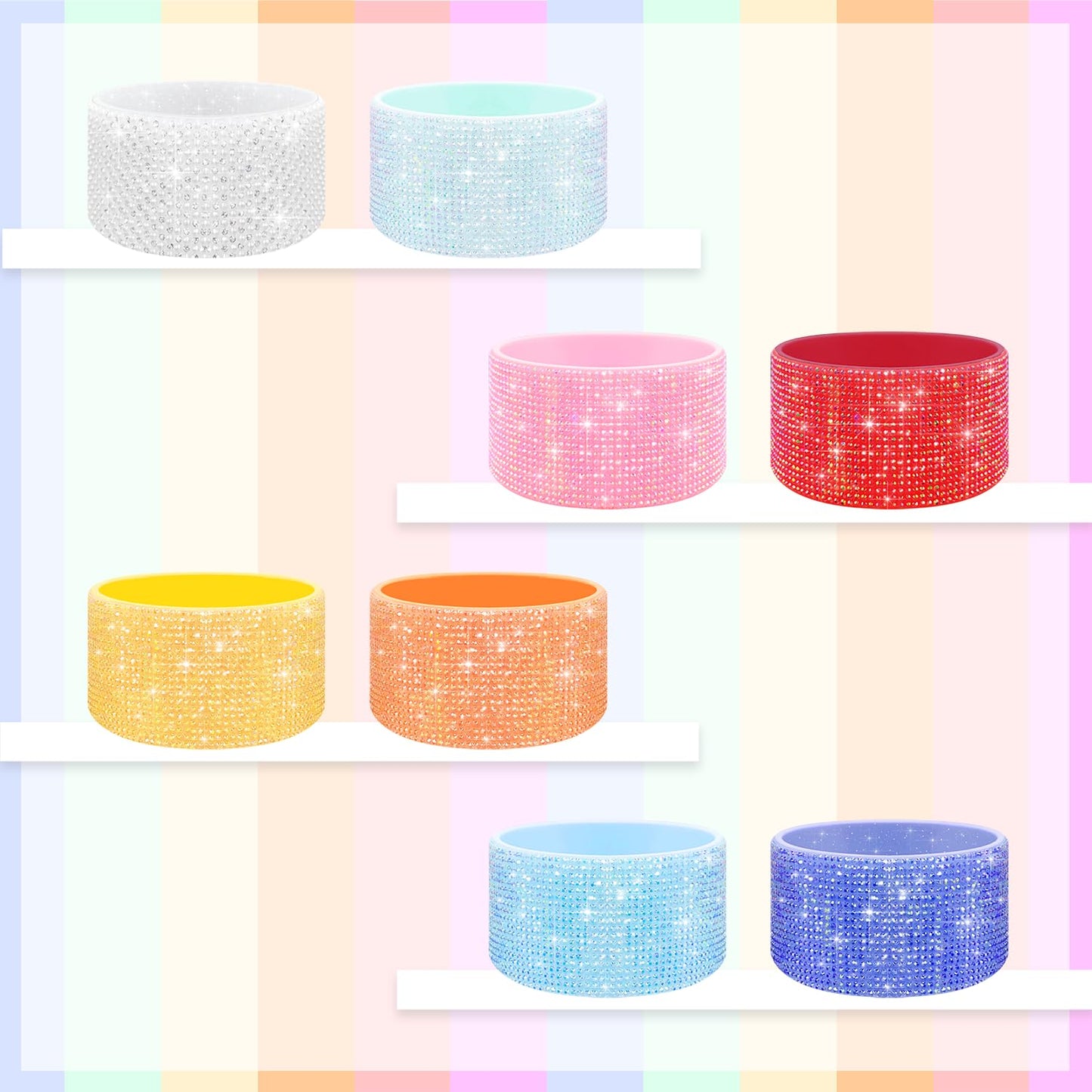 WORBSS Diamond Glitter Silicone Boot for Stanley Cup 40oz Tumbler & Simple Modern 30-40oz Trek Tumbler Accessories for 2.8-2.9 inch Trapezoidal Cylinder Base Water Bottles Bottom Anti-Slip Sleeve