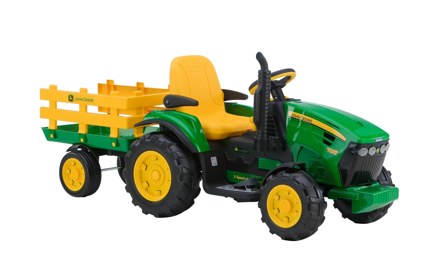 Peg Perego John Deere Ground Force Tractor with Trailer 12 Volt Ride on