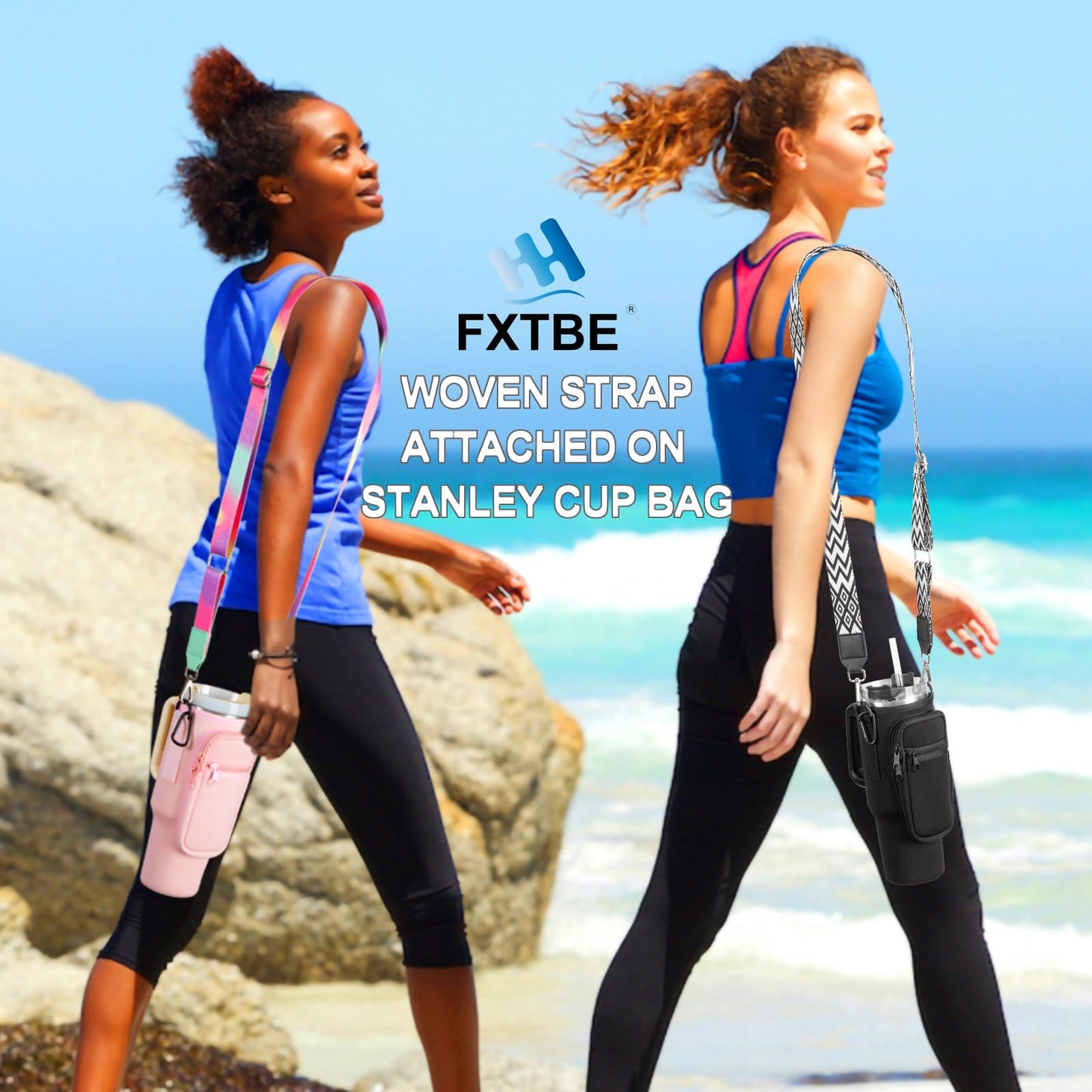 Water Bottle Handle for Stanley Cup 40/30/20 OZ, Holder for Owala/Hydroflask/Simple Modern/Yeti Tumbler, Handle with Strap Fits Most 8-40oz Bottles, Sling for Stanley Cup Accessories