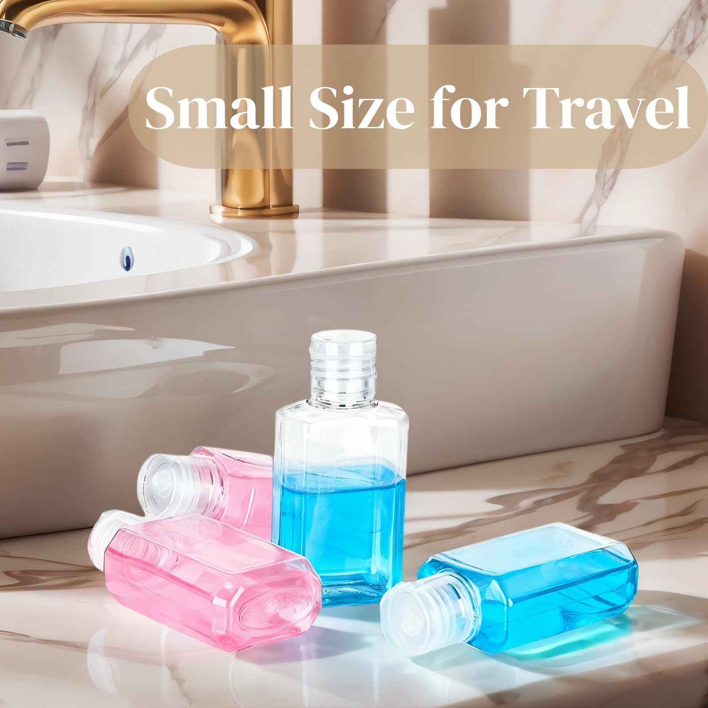 Pumtus 60 Pack Plastic Refillable Flip-Top Bottles, 2 OZ Clear Empty Travel Hand Sanitizer with Flip Cap, Portable Small Liquid Squeeze Container for Shampoo, Lotions, Liquid Body Soap, Creams