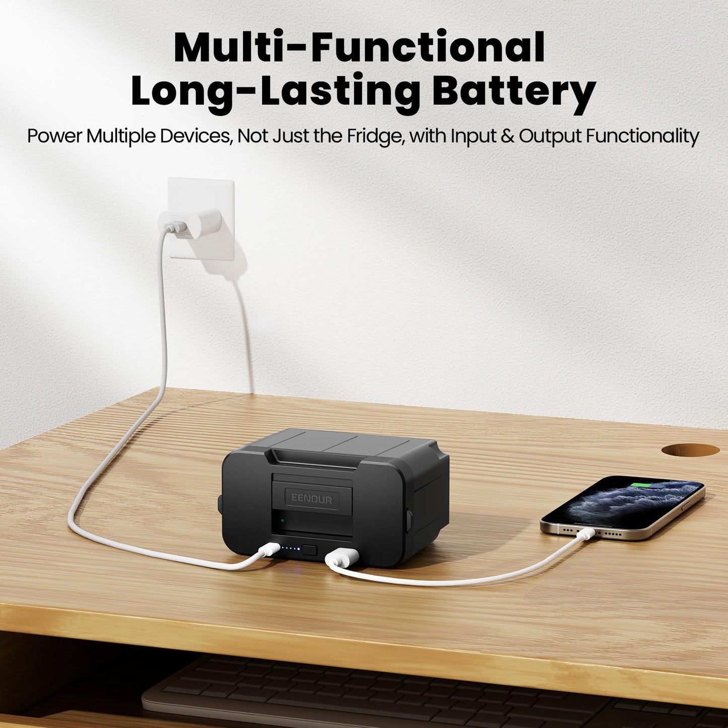 EENOUR D10 12 Volt Car Refrigerator, Portable Freezer 10.6Qt/10L, Compressor Electric Cooler, -4~50℉, 12/24V DC, 110~240V AC, 12V Fridge for Camping, Road Trips, RV, Truck (Battery Included) - Black