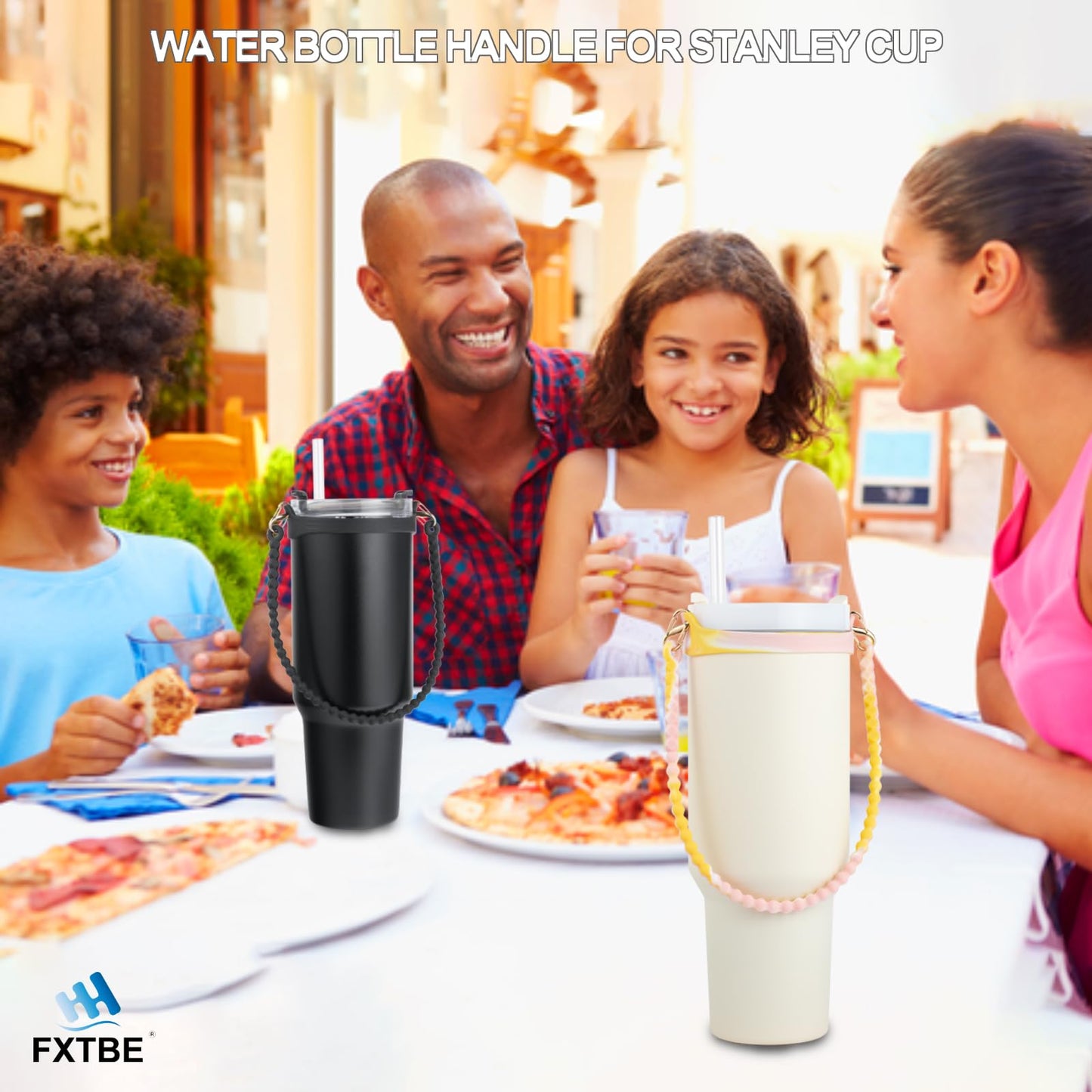 Water Bottle Handle for Stanley Cup 40/30/20 OZ, Holder for Owala/Hydroflask/Simple Modern/Yeti Tumbler, Handle with Strap Fits Most 8-40oz Bottles, Sling for Stanley Cup Accessories