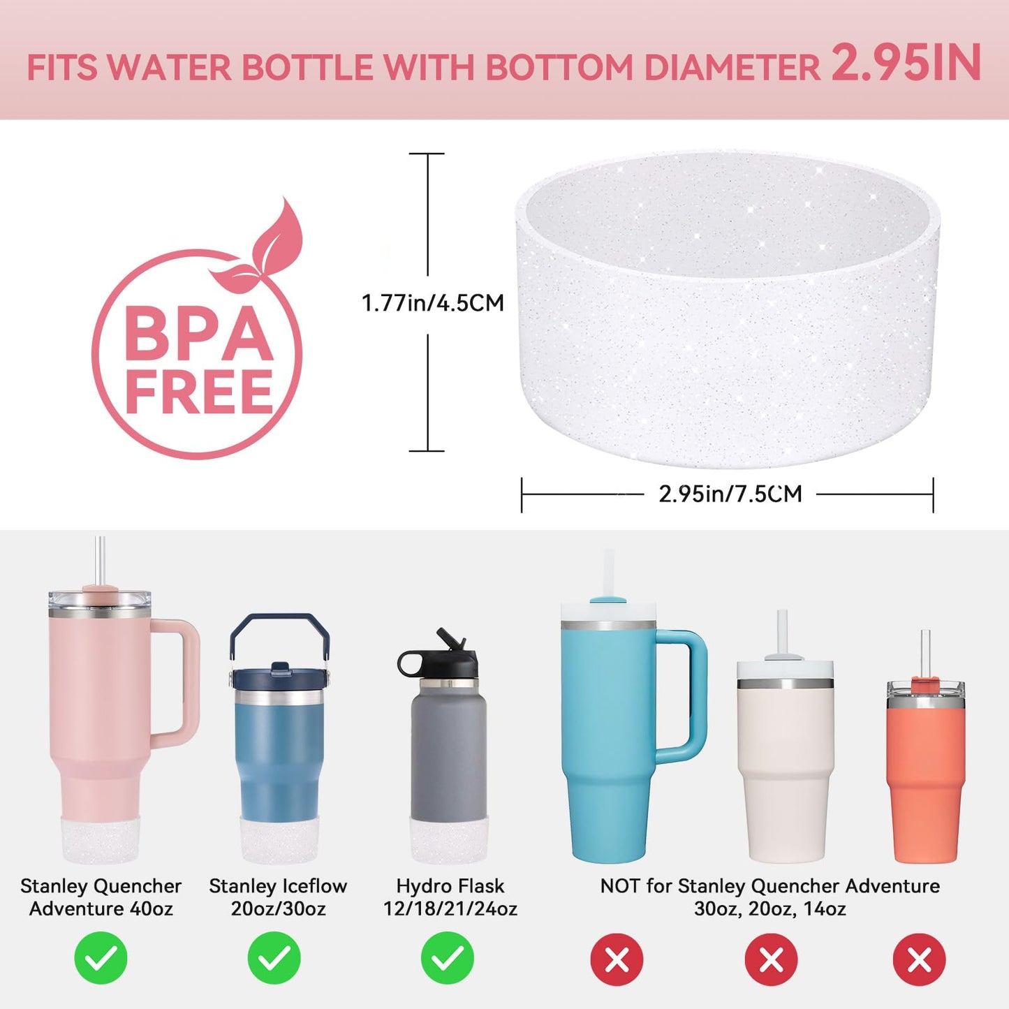 2 PCS for Stanley Boot, Silicone Bottom for Stanley Cup Boot Quencher Adventure 40oz&for Hydroflask Boot 12-24oz for Stanley Tumbler Accessories for Stanley Cup Accessories Avoid Scratches&Noise