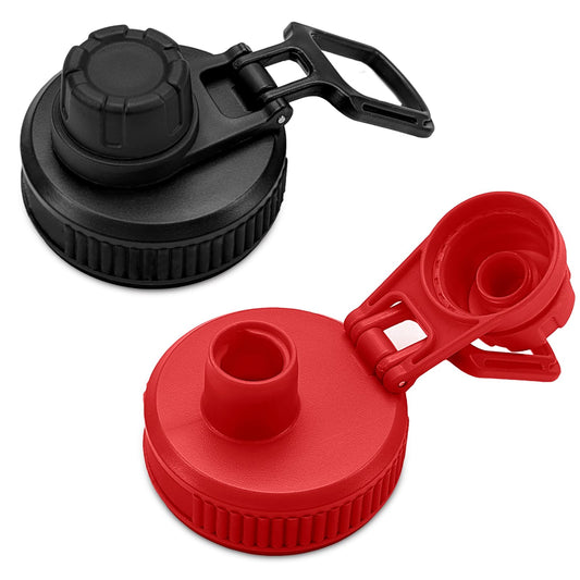 XccMe Spout Lid for Hydro Flask Wide Mouth Sport Water Bottles,2 Pack Replacement Lids for Most 12,14,16,18,20,22,32,40,64oz Wide Mouth Water Bottles with Handle Easy to Carry (Black+Red)