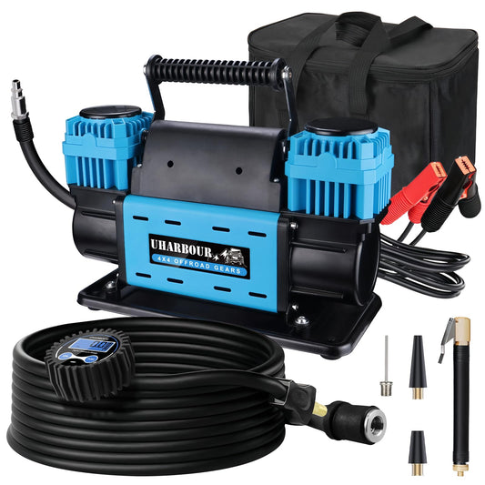 Uharbour 12V Offroad Air Compressor Dual Compressor with Digital Pressure Gauge, 12 Volt Off Road Air Compressor Heavy Duty comes with Carrying Bag
