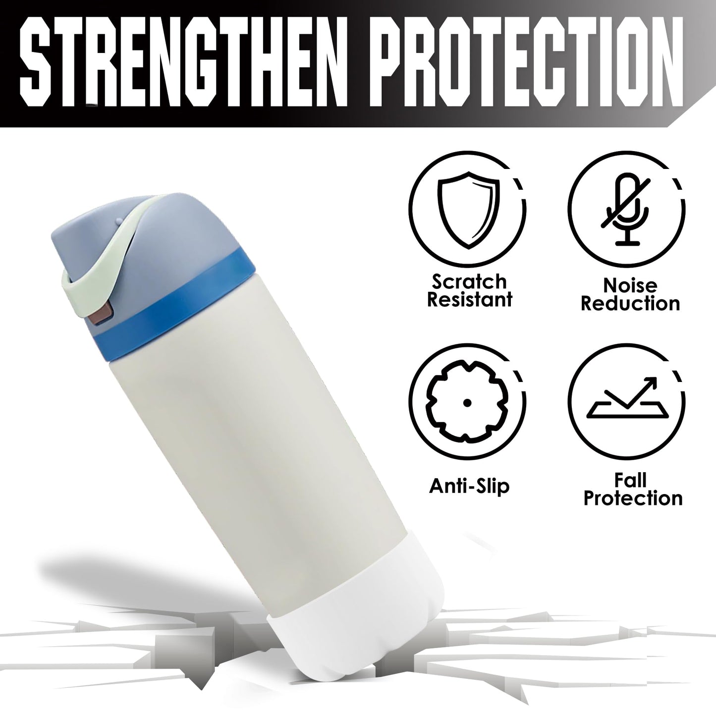 VIKIZUES 2Pcs Silicone Boot Compatible with Owala Water Bottle 24 oz & S'well 25 oz Water Bottle and More 25 oz Stainless Steel Water Bottles, Anti-Slip Bottom Protector Sleeve (White)