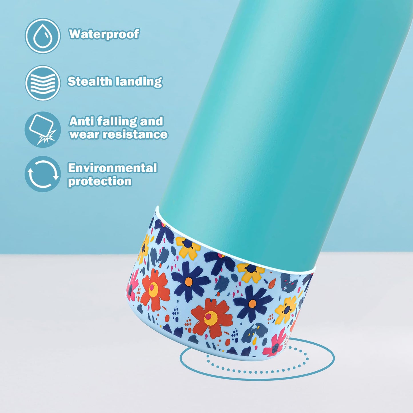 HEYSKAY 2PCS Silicone Boot for Owala Flask Water Bottle 24oz Anti-Slip Protective Sleeve for Owala Twist,FreeSip and Flip Stainless Steel Water Bottle BPA-Free Boot Bottom Base