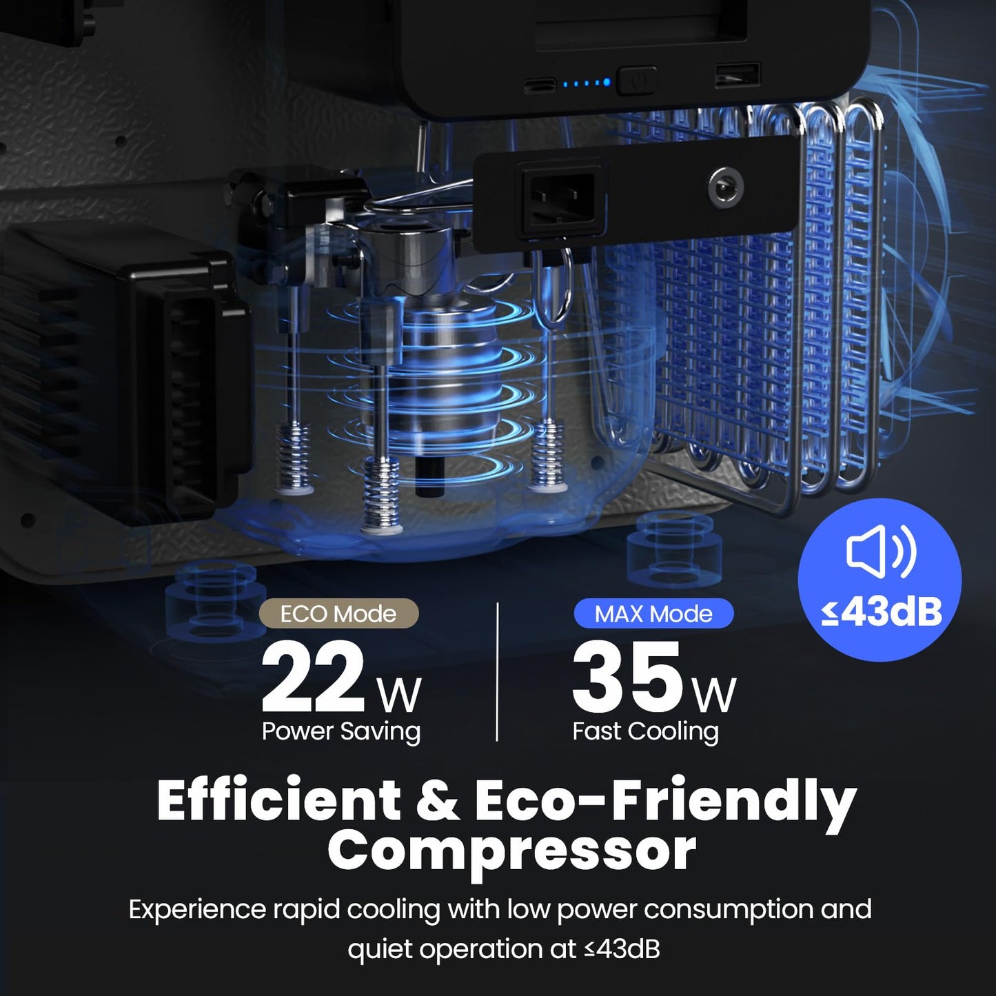 EENOUR D10 12 Volt Car Refrigerator, Portable Freezer 10.6Qt/10L, Compressor Electric Cooler, -4~50℉, 12/24V DC, 110~240V AC, 12V Fridge for Camping, Road Trips, RV, Truck (Battery Included) - Black