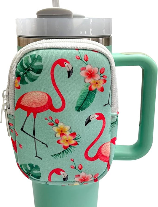 Water Bottle Pouch For Stanley Quencher Adventure 40oz & Stanley IceFlow 20oz 30oz,tumbler pouch with Pocket, for Keys, Wallet, Cards, Earphone,Compact, Versatile (GREEN)