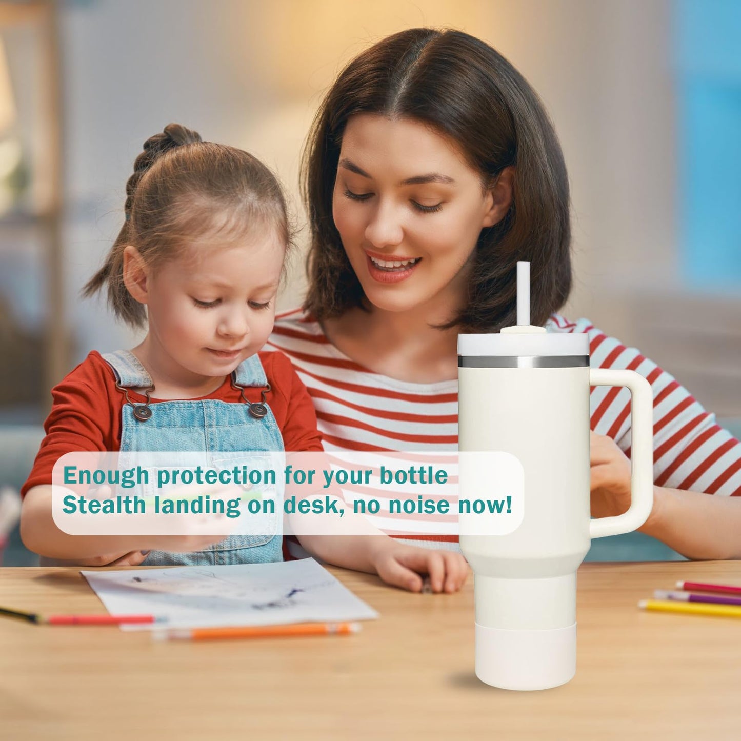 WK IEASON 2 Pcs Tumbler Bottom Protector Boot for Stanley Quencher Adventure 40oz & Stanley IceFlow 20oz 30oz and Compatible with Hydro Flask Water Bottle 12oz 21oz 24oz (Creamx2)