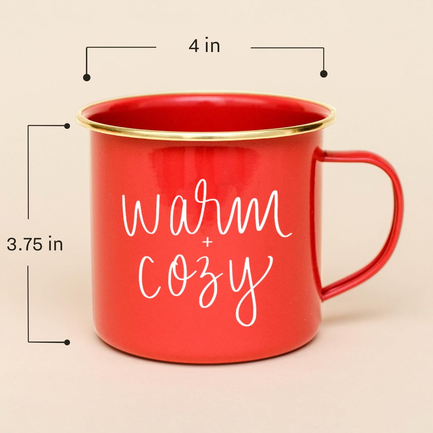 Sweet Water Decor "Warm & Cozy Christmas Coffee Mug | 18oz Galvanized Steel Festive Coffee Cup | Seasonal Christmas Mugs for Women, Coworkers, & Hot Chocolate