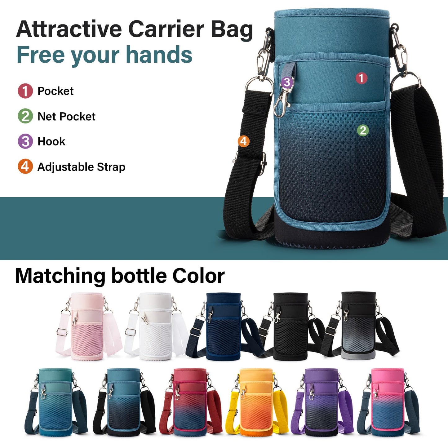 DYSANKY 32 oz Insulated Water Bottle | Thickened Stainless Steel Vacuum Metal | Portable Sports Water Jug for Gym and Hiking with Straw, Carrier Bag, Handle Strap | BPA-Free 32 oz