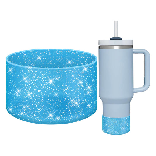 WUQID Protective Bling Silicone Boot Sleeve, Compatible with Stanley Tumbler 20-40oz & Hydro Flask Bottle 12oz-24oz, Glitter Reduces Dents Sleeve Cover for More Bottles/Tumblers Bottom of 2.83-2.95in