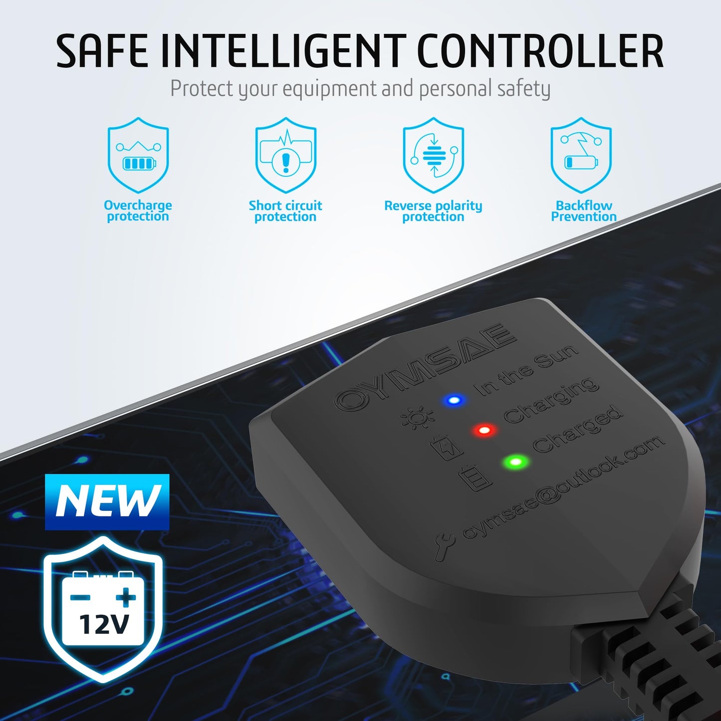 OYMSAE 30 Watt 12 Volt Solar Panel Solar Trickle Charger 30W 12V Portable Solar Battery Charger & maintainer with Cigarette Lighter Plug & Alligator Clip