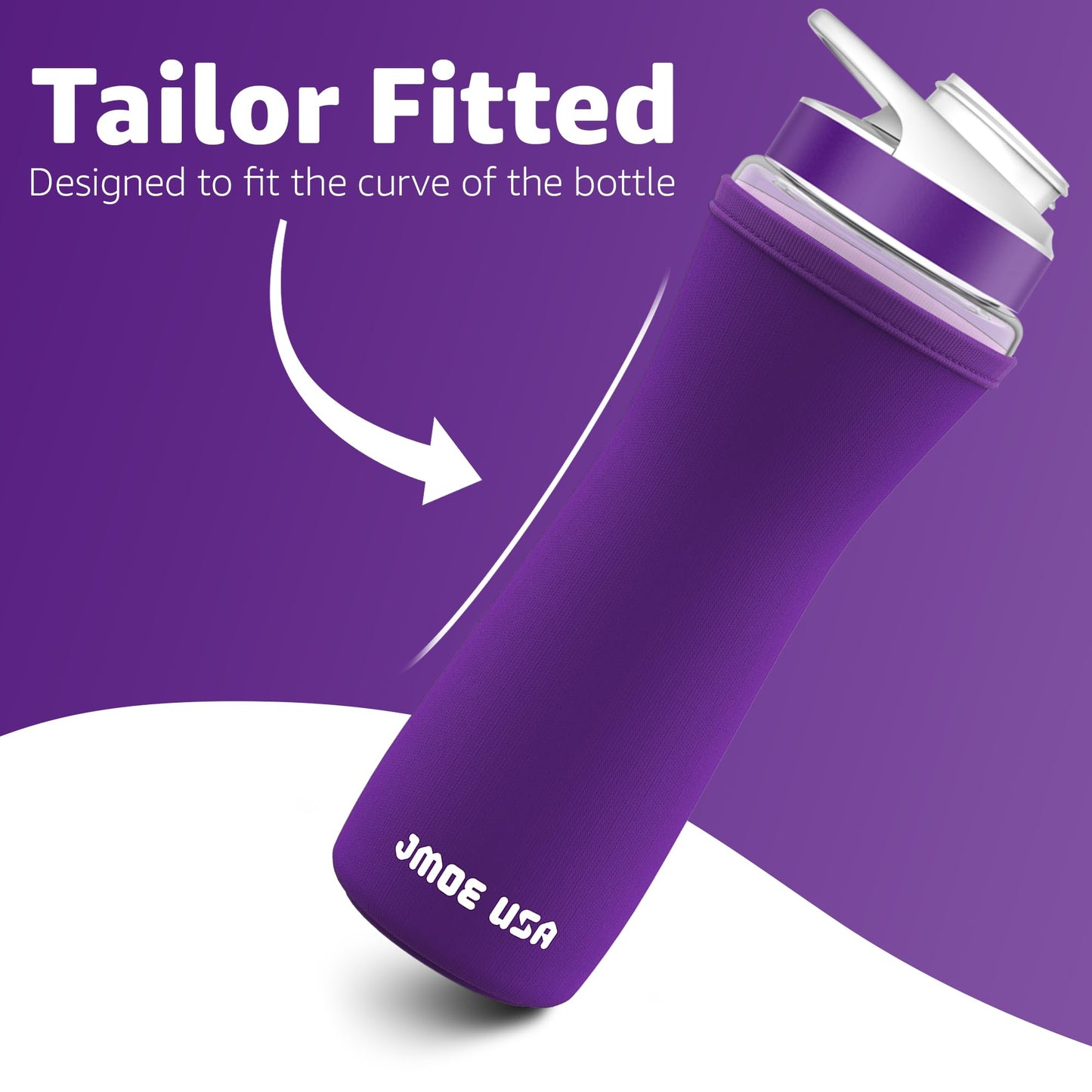 Jmoe USA 32oz Sleeve for Cirkul Water Bottle | Fits 32 oz Plastic and Stainless Steel Bottles | Neoprene Sweat Absorbing Material | Fitted Design | 2-Pack | Insulated Cover (Purple)