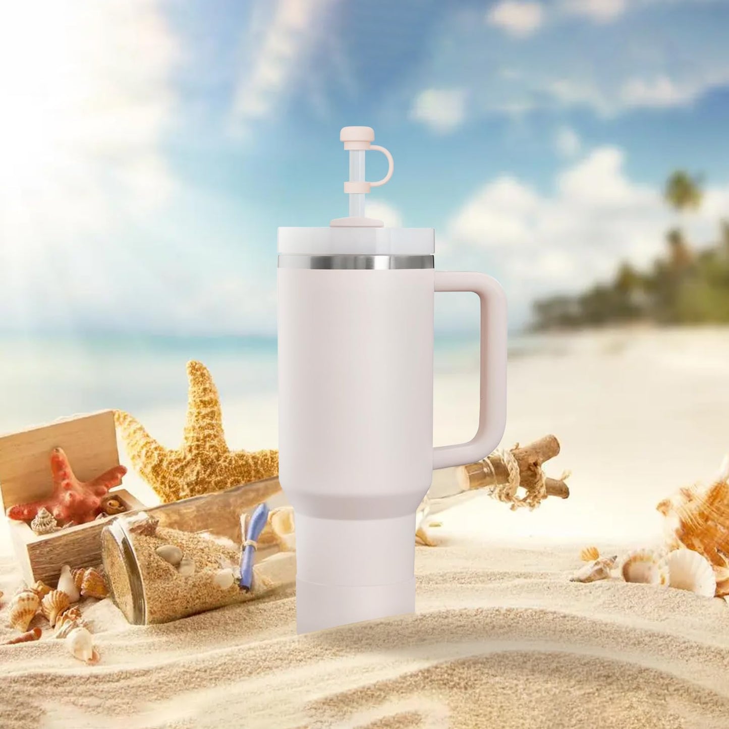 6 Pcs Accessories for Stanley Cup 20-40oz,2 Straw Covers,2 Replacement Straws,1 Straw Brush,1 Boot Included, SIlicone Straw Cover Caps Topper (Pink)