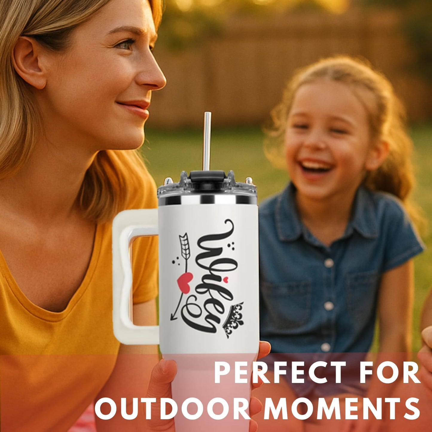 Vivulla68 Gifts for Wife from Husband - Wife Tumbler 40Oz, Wifey Gifts on Birthday & Anniversary, Present Ideas for Wifey Her, Cool Wedding Coffee Cup with Straw and Handle, Drinking Mug for Women