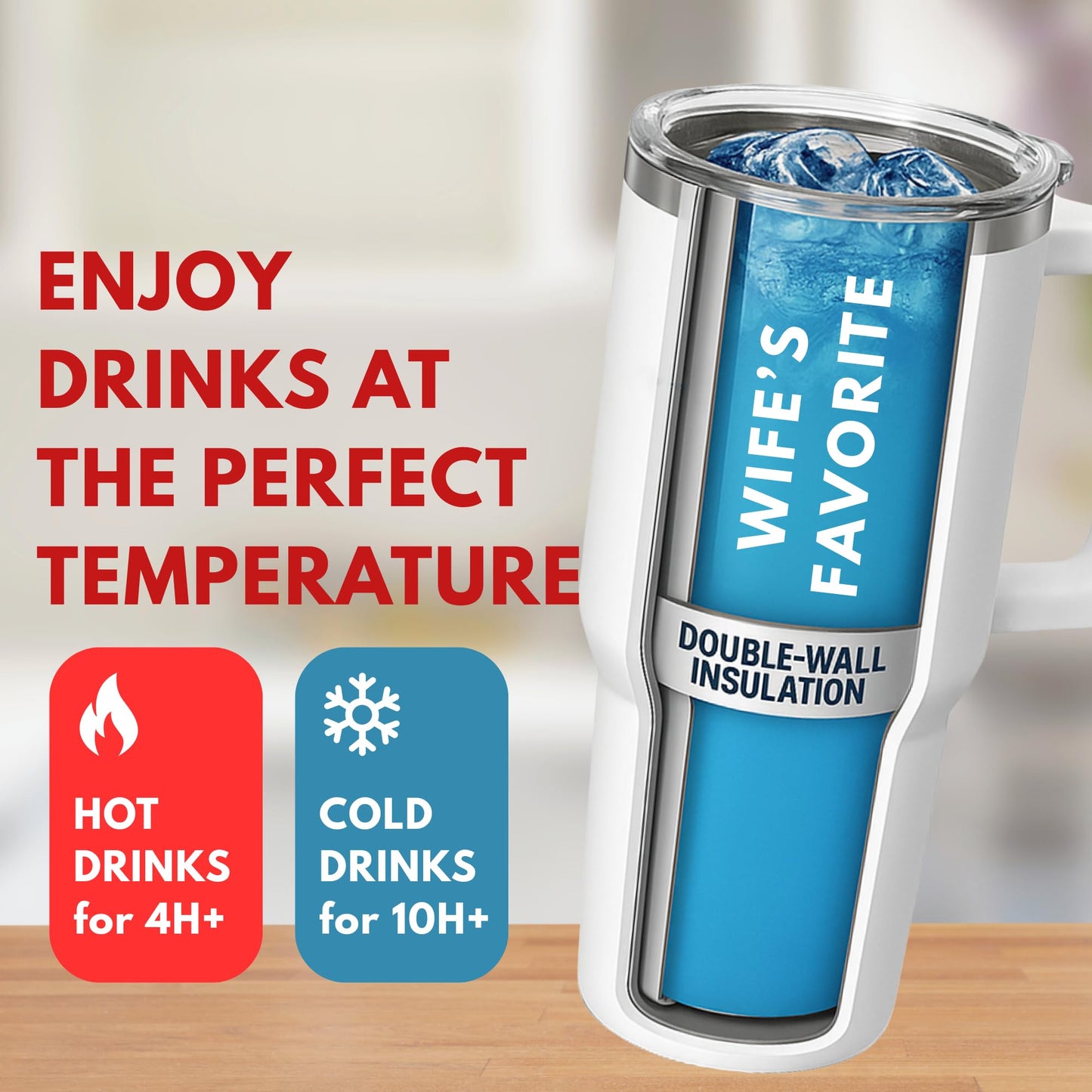 Vivulla68 Gifts for Wife from Husband - Wife Tumbler 40Oz, Wifey Gifts on Birthday & Anniversary, Present Ideas for Wifey Her, Cool Wedding Coffee Cup with Straw and Handle, Drinking Mug for Women