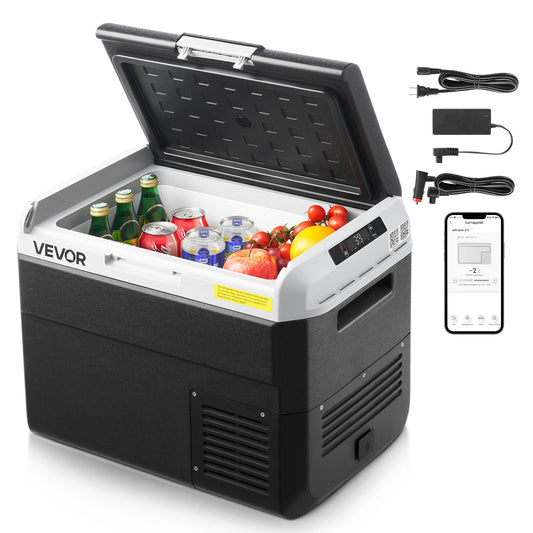 VEVOR 12 Volt Car Refrigerator, 31.7QT/30L Car Fridge, Portable Electric Cooler with -4℉~68℉ Adjustable Temperature, 12/24V DC and 100-240V AC Compressor Freezer for Outdoor, Camping, Travel, RV