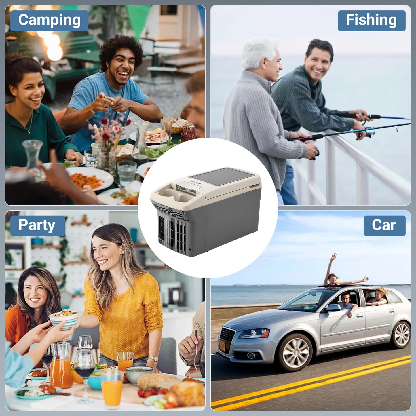 ICEROVER 12V Car Refrigerator Cooler/Warmer 6 Quart (6L), 12 Volt DC &110V AC, Electric Car Fridge Portable Compact Camping Cooler Thermoelectric 12V Small Fridge for Car,RV,Camping (Grey)