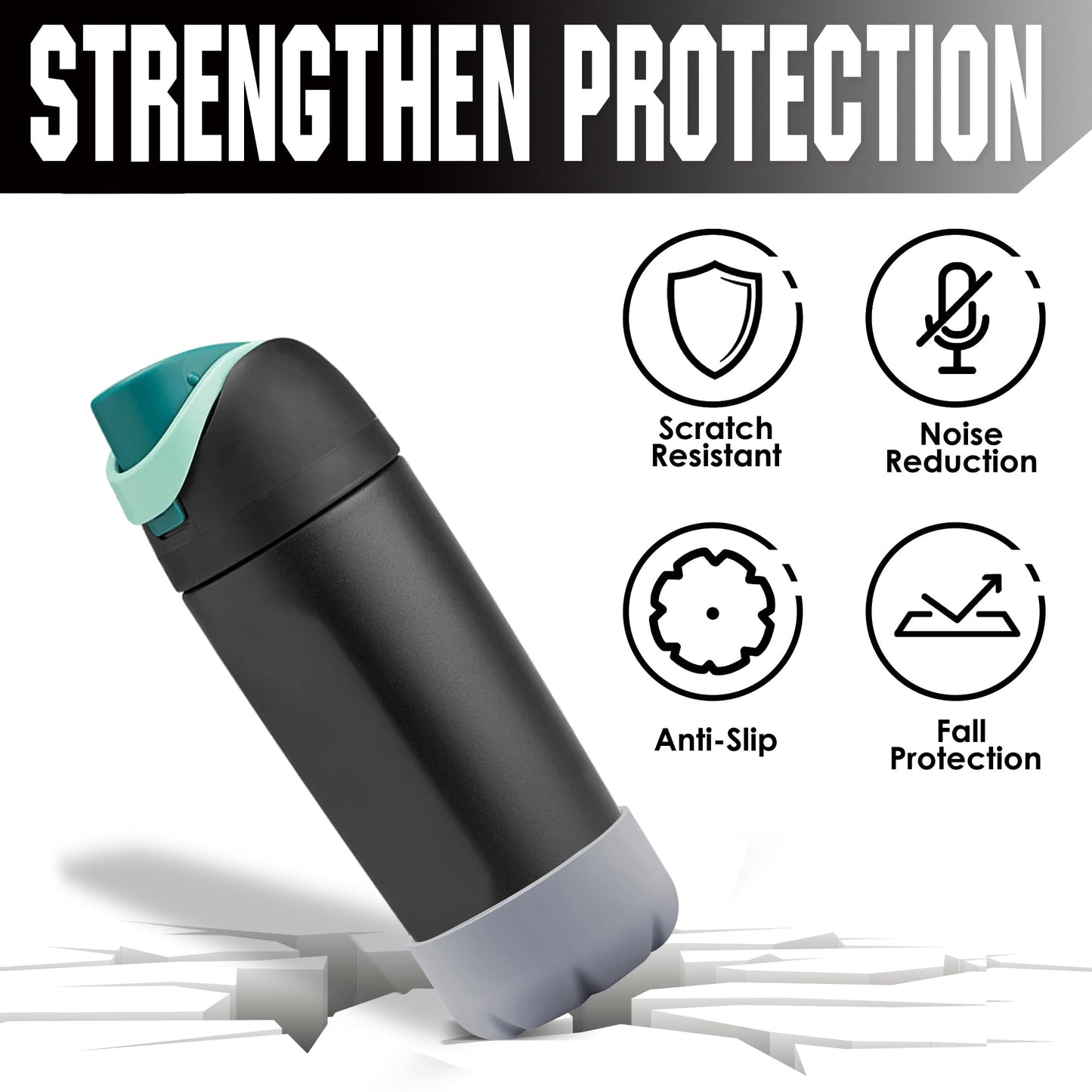 VIKIZUES Silicone Boot Compatible with Owala Water Bottle 24 oz & S'well 25 oz Water Bottle and More 25 oz Stainless Steel Water Bottles, Anti-Slip Bottom Protector Sleeve (Grey)