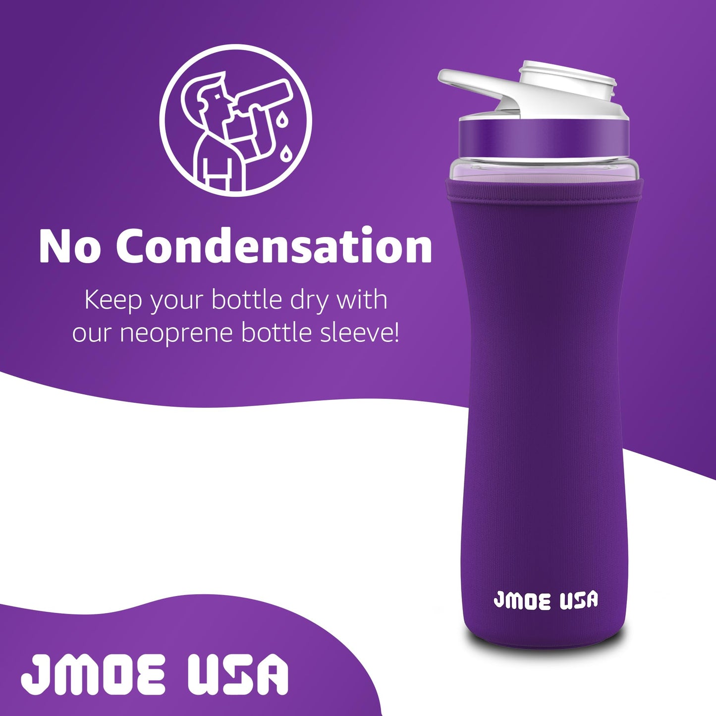 Jmoe USA 32oz Sleeve for Cirkul Water Bottle | Fits 32 oz Plastic and Stainless Steel Bottles | Neoprene Sweat Absorbing Material | Fitted Design | 2-Pack | Insulated Cover (Purple)