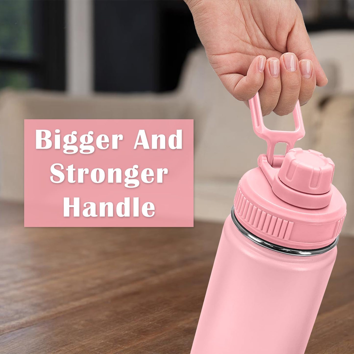 XccMe Spout Lid for Hydro Flask Wide Mouth Sport Water Bottles,2 Pack Replacement Lids for Most 12,14,16,18,20,22,32,40,64oz Wide Mouth Water Bottles with Handle Easy to Carry (Black+Pink)