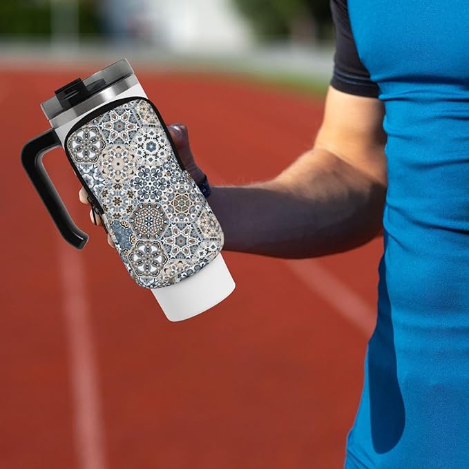 Water Bottle Pouch for Stanley Cup 40oz 30oz,Personalized Gym Purse for Men Women, Tumbler Pouch with Versatile Pocket Water Bottle Bag for Cards, Keys, Phone Botanical Leaf