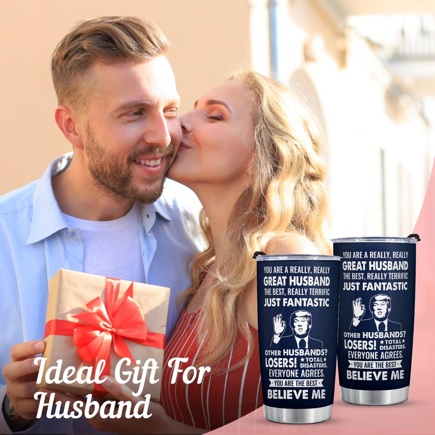 Aurahouse Anniversary Funny Gifts for Husband Tumbler Coffee Cup 20 Oz, Husband Birthday Gifts from Wife, Christmas Gift for Him, Valentines Day, Fathers Day Present for Husband