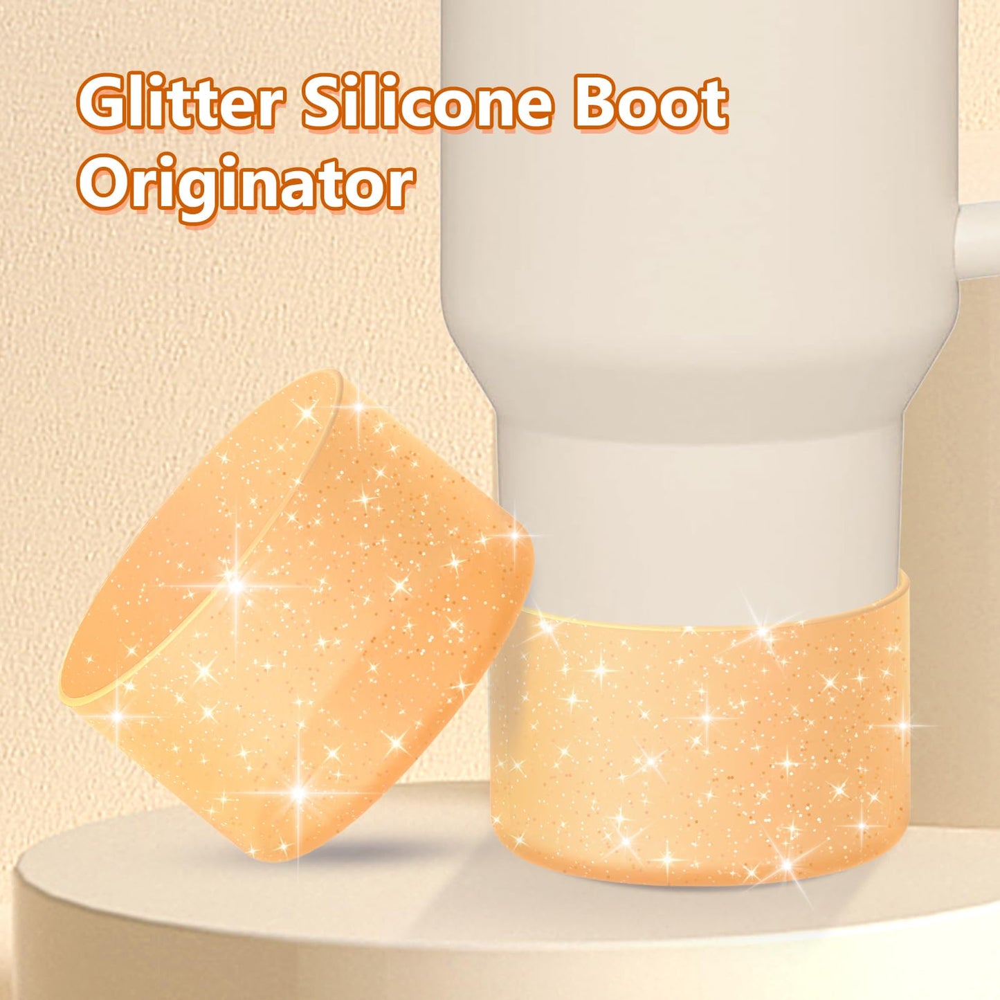 WUQID Protective Bling Silicone Boot Sleeve, Compatible with Stanley Tumbler 20-40oz & Hydro Flask Bottle 12oz-24oz, Glitter Reduces Dents Sleeve Cover for More Bottles/Tumblers Bottom of 2.83-2.95in