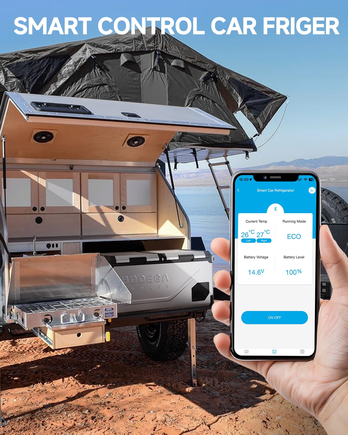 BODEGACOOLER 12 Volt Car Refrigerator, 79 Quart(75L) Portable Freezer Car Fridge Dual Zone With APP Control, -4℉-68℉ Electric Cooler, 12/24V DC and 100-240V AC, for Vehicles,Camping, RV, Outdoor