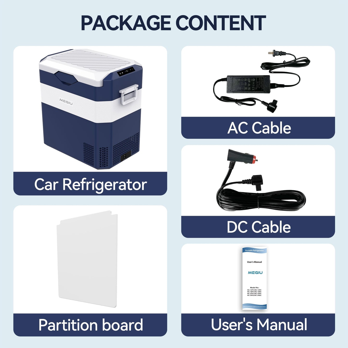 Megiu 12 Volt Refrigerator Car Fridge Portable 12V 45 Quart Freezer Compressor Cooler 12V/24V DC 110～240 V AC for Truck Van RV Camper SUV and Home Use