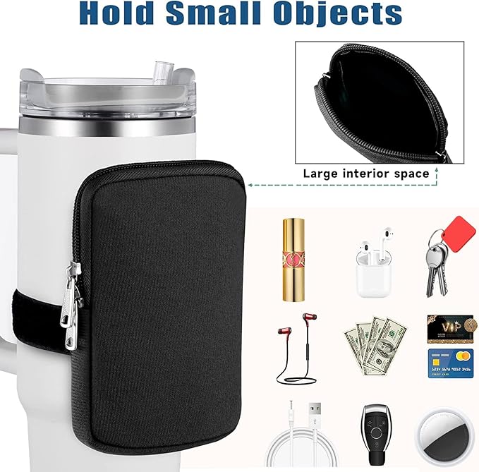 Water Cup Bottle Pouch Compatible for Stanley Tumbler Quencher Adventure 40oz & Stanley IceFlow 20/30 oz, Gym Running Water Bottle Fanny Pack Bag Accessories Handheld Caddy for Women Men