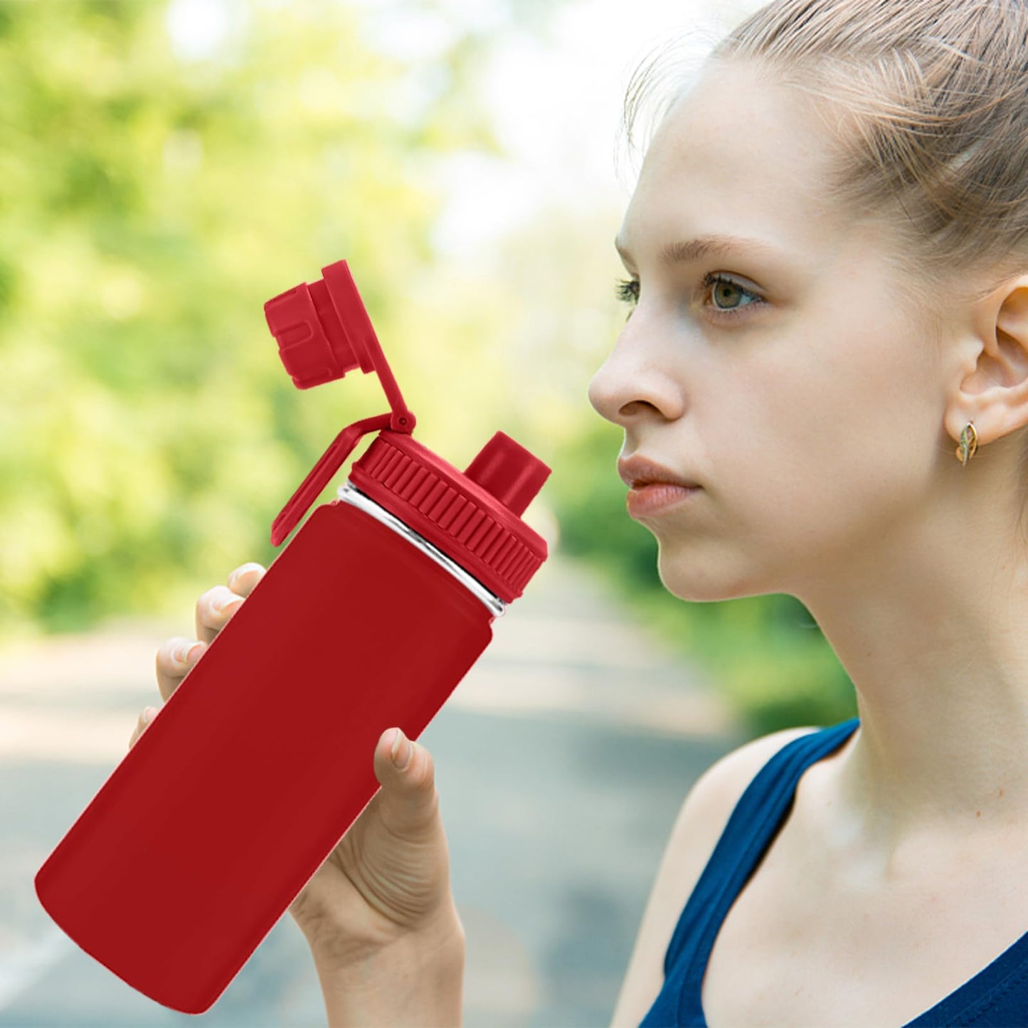 XccMe Spout Lid for Hydro Flask Wide Mouth Sport Water Bottles,2 Pack Replacement Lids for Most 12,14,16,18,20,22,32,40,64oz Wide Mouth Water Bottles with Handle Easy to Carry (Black+Red)