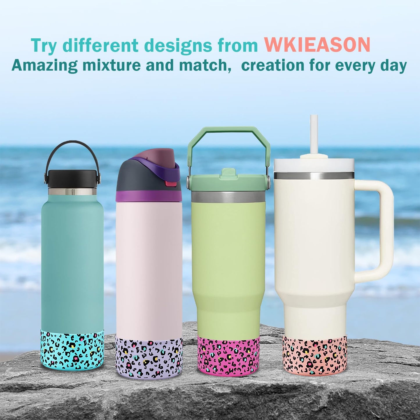 2 Pcs Tumbler Bottom Protector Boot for Stanley Quencher Adventure 40oz & Stanley IceFlow 20oz 30oz and Compatible with Hydro Flask Water Bottle 12oz 21oz 24oz Stealth Landing