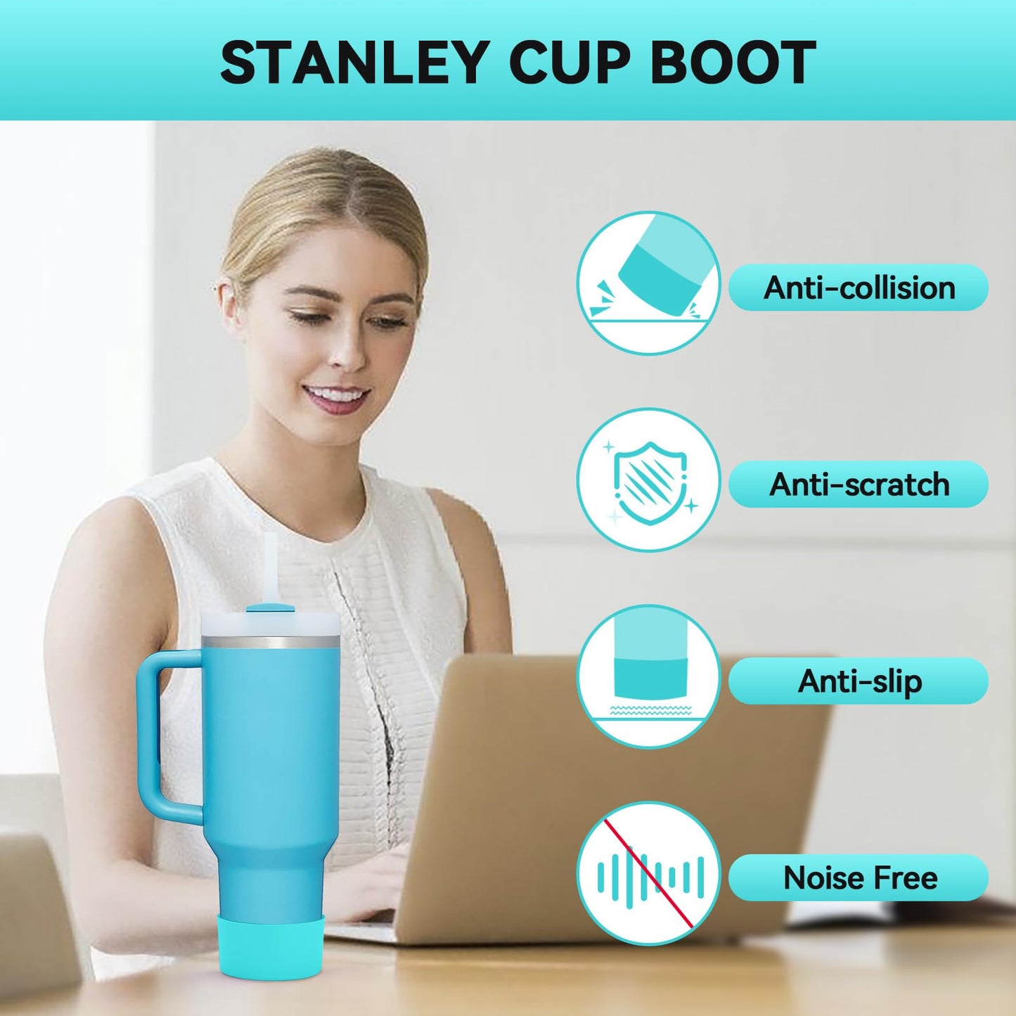 2 PCS for Stanley Boot, Silicone Bottom for Stanley Cup Boot Quencher Adventure 40oz&for Hydroflask Boot 12-24oz for Stanley Tumbler Accessories for Stanley Cup Accessories Avoid Scratches&Noise