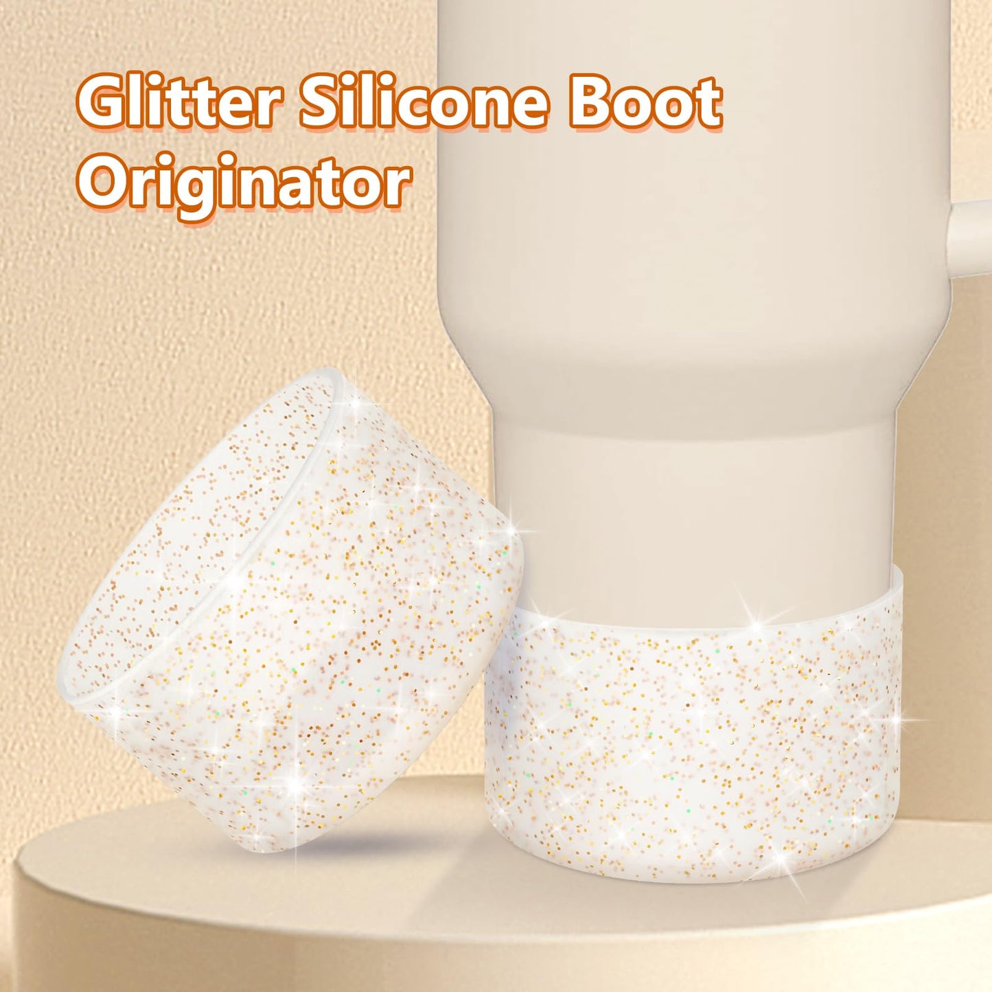 WUQID 2 Pack Bling Silicone Boot Compatible with Stanley Quencher Adventure 40oz & Stanley IceFlow 20oz 30oz, Reduces Dents Protective Silicone Water Bottle Bottom Cover Sleeve