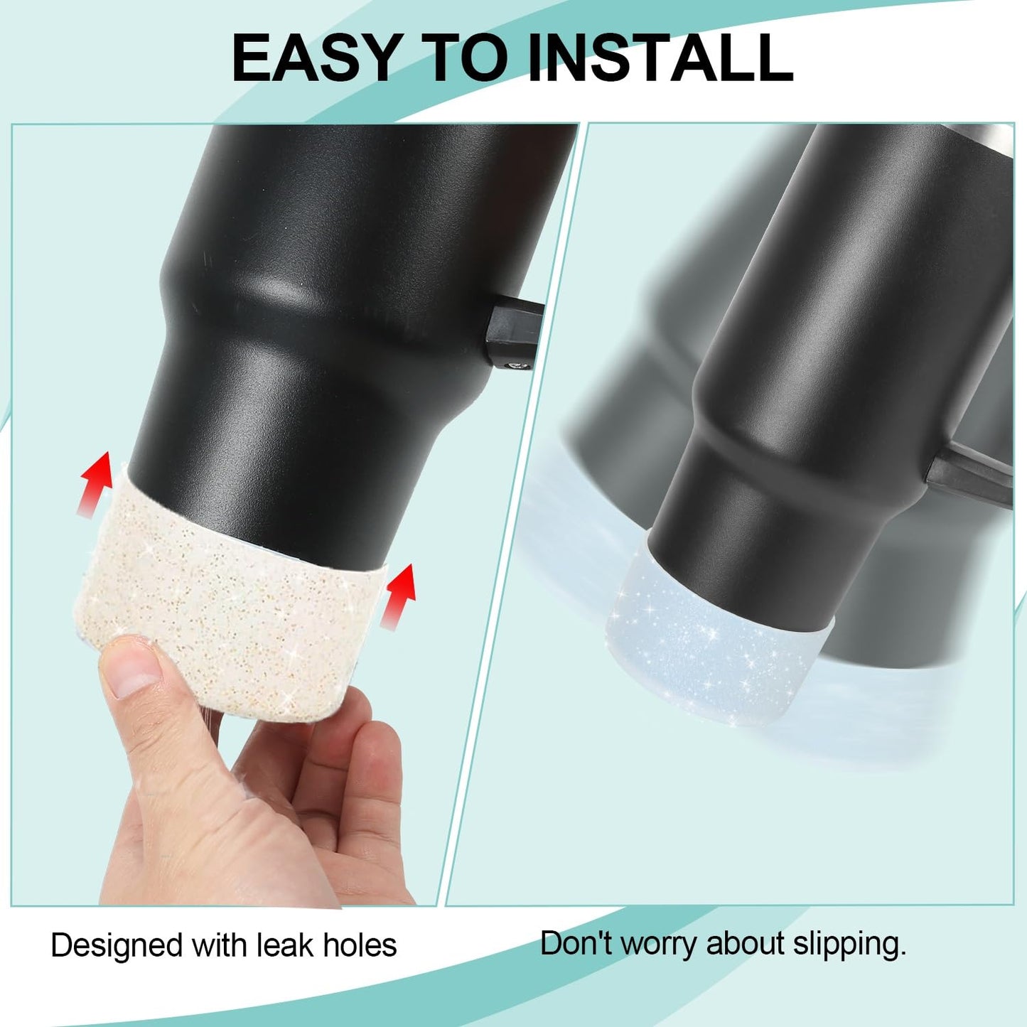 4Pcs Gold Glitter Silicone Boot for Stanley Cup H2.0 30oz 40 oz &Hydro Flask 12-24 oz and Water Bottle Bottom of 2.9-3in, Tumbler Boot Sleeve Cover Bottom Protector