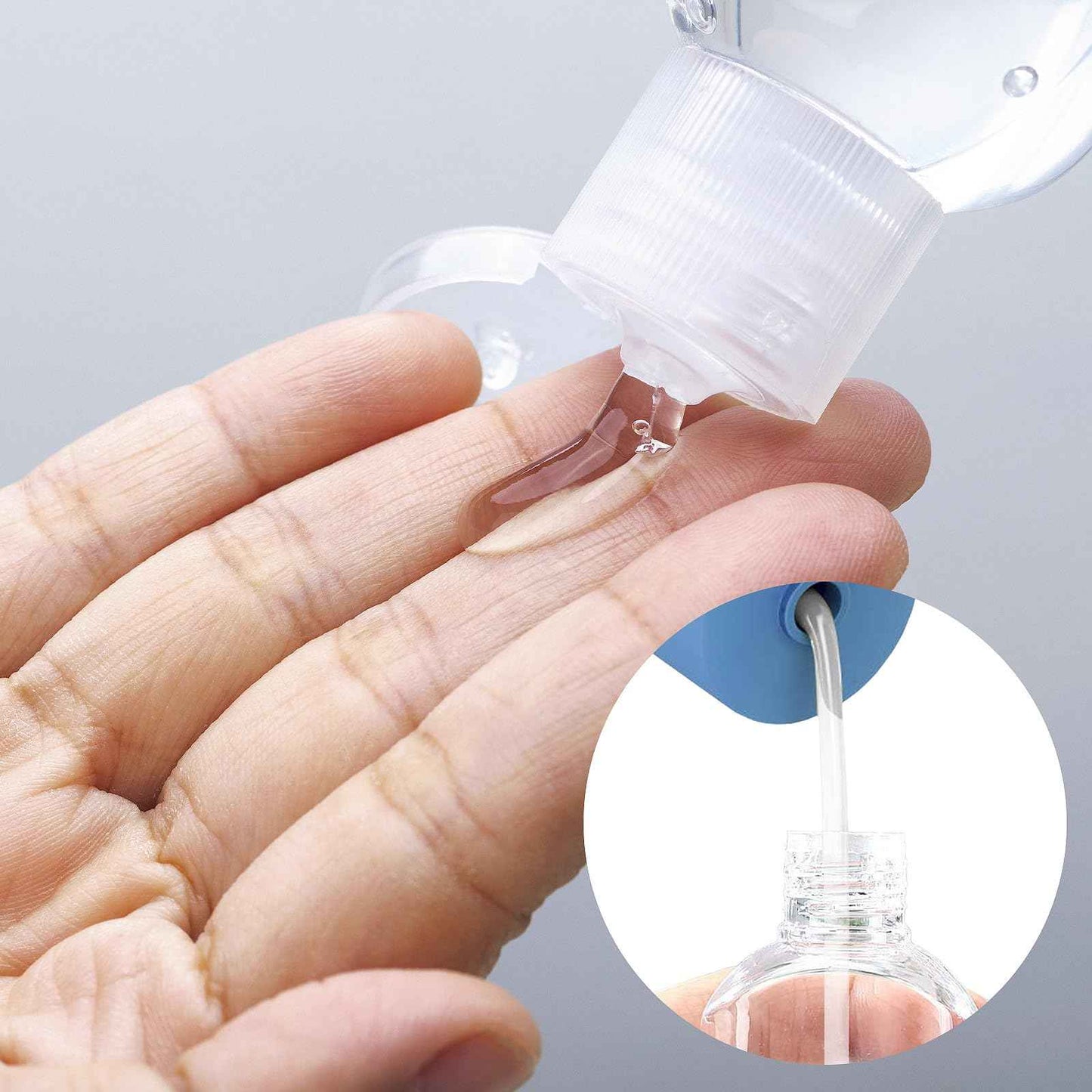 CENNSIOQP 30 Portable Empty Plastic Bottles with Lids and Hooks 50 ml PVC Travel Size Refillable Containers for Hand Sanitizer Lotion Shampoo