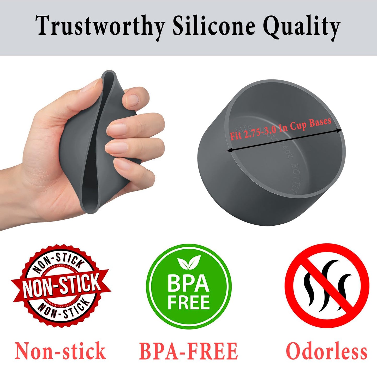 KTKUDY 2-Pack Silicone Boot for Stanley Tumbler 40 30 20 oz & Intended for Hydro Flask 12-24 oz - Cup Boot fit Select Yeti, Simple Modern, Owala Water Bottle - Bottom Cover Accessories Fit Stanley Cup