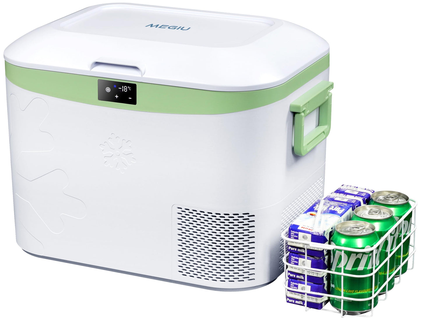 Megiu Car Refrigerator, Portable 12V Fridge 19 Qt (18 L) 12 Volt Freezer Compressor Cooler 12V/24V DC 110～240 V AC for Truck Van RV Camper SUV and Home Use -18℃~+15℃