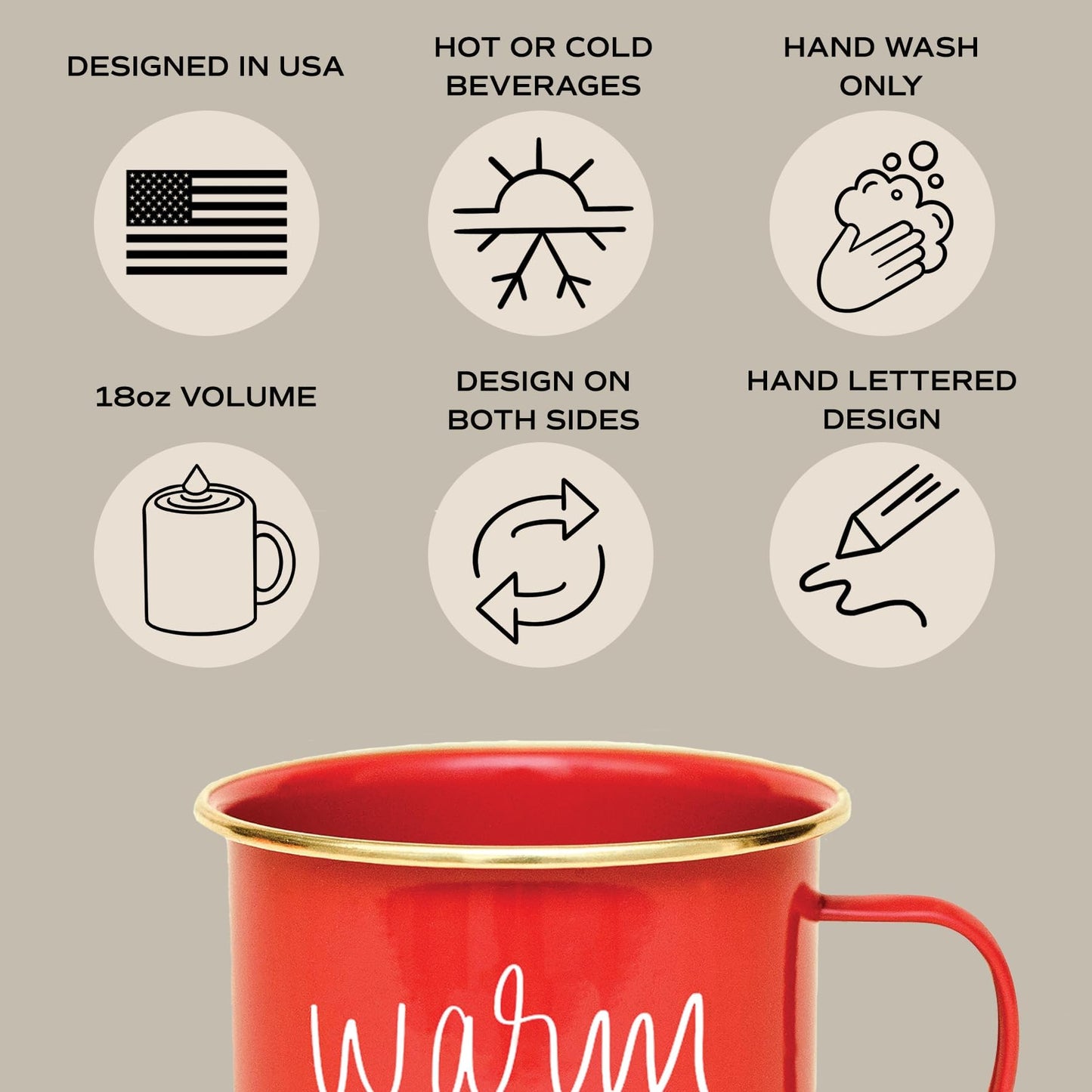 Sweet Water Decor "Warm & Cozy Christmas Coffee Mug | 18oz Galvanized Steel Festive Coffee Cup | Seasonal Christmas Mugs for Women, Coworkers, & Hot Chocolate