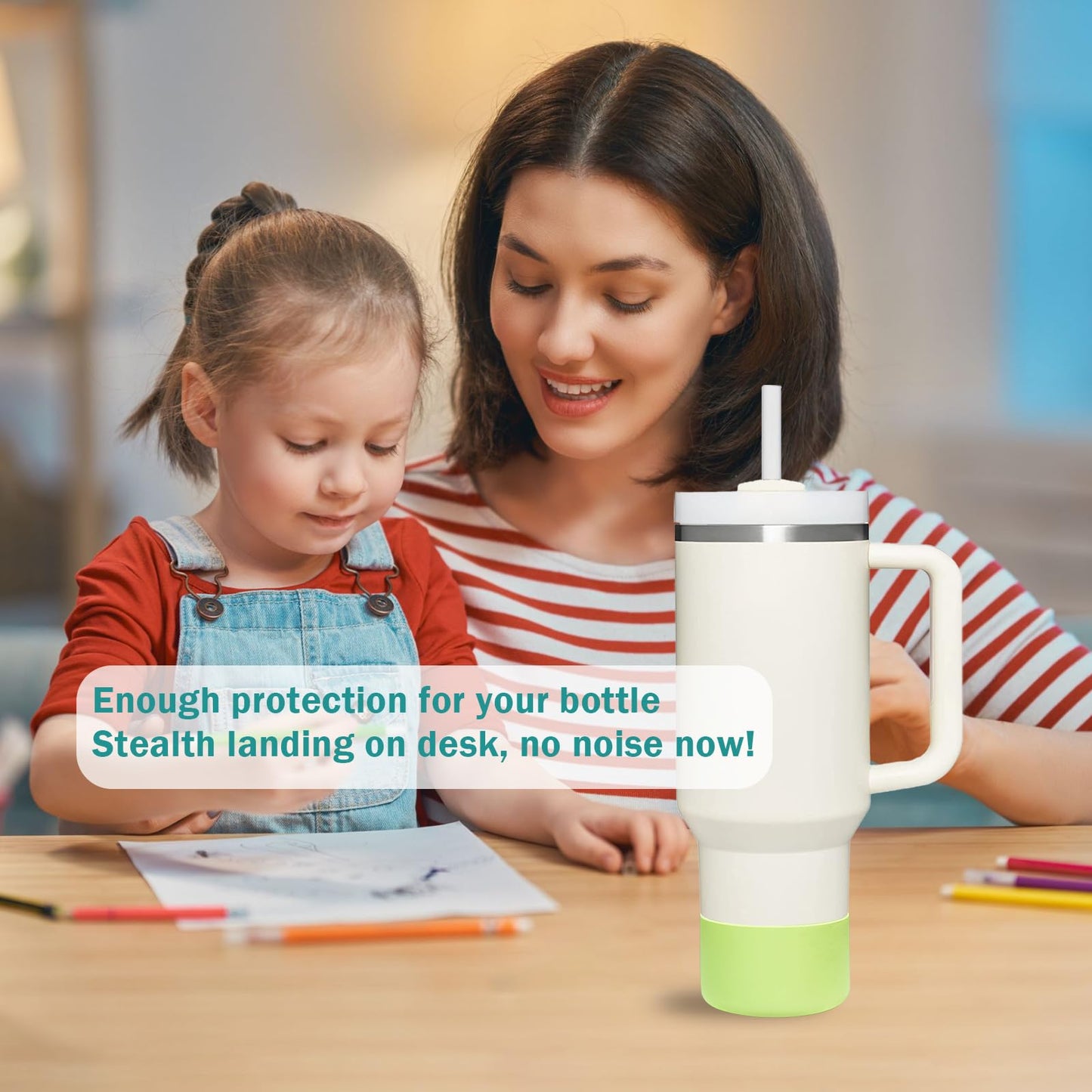 WK IEASON 2 Pcs Tumbler Bottom Protector Boot for Stanley Quencher Adventure 40oz & Stanley IceFlow 20oz 30oz and Compatible with Hydro Flask Water Bottle 12oz 21oz 24oz (Citron/orchid)