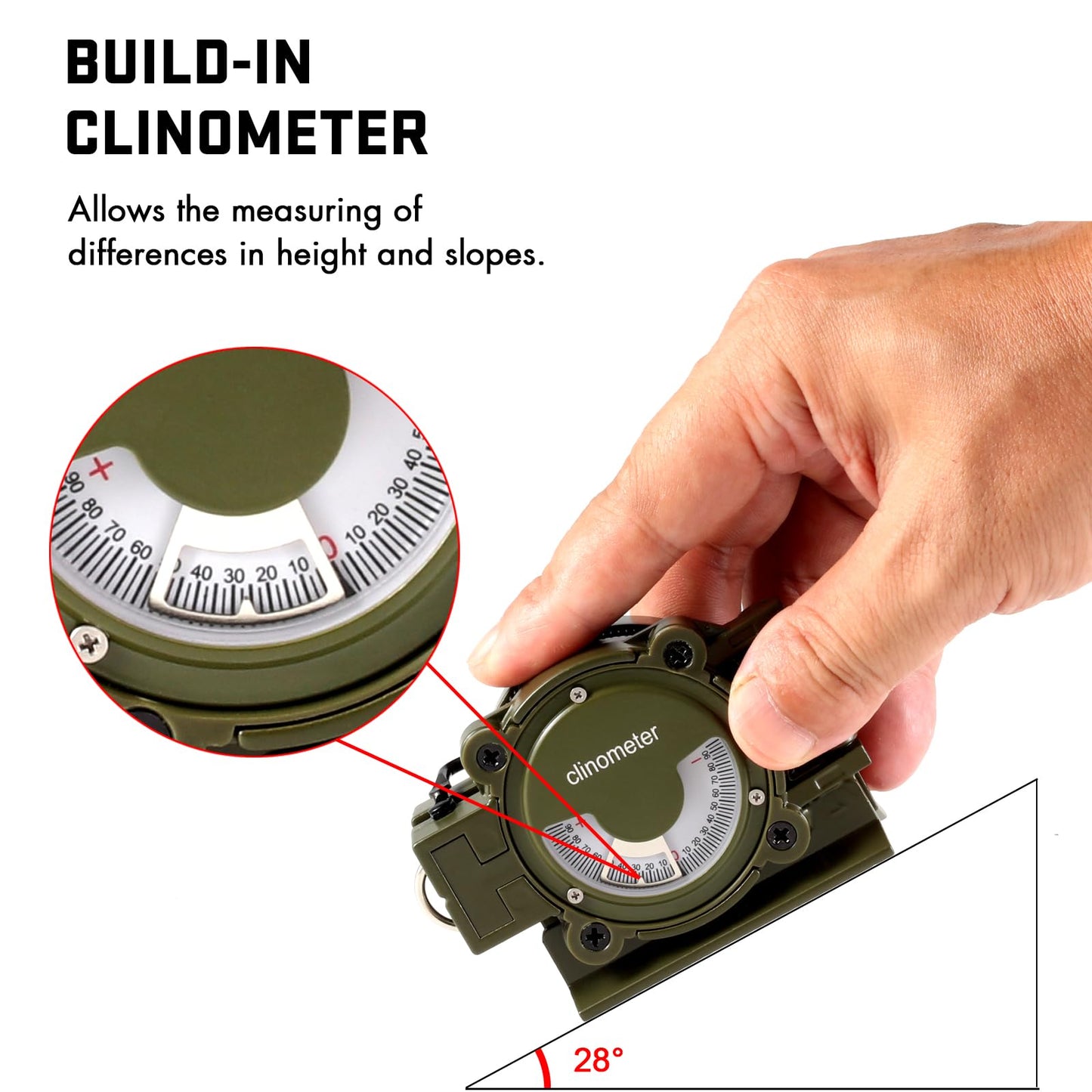 Eyeskey Multifunctional Military Sighting Navigation Compass with Inclinometer | Impact Resistant & Waterproof Compass for Hiking, Camping”