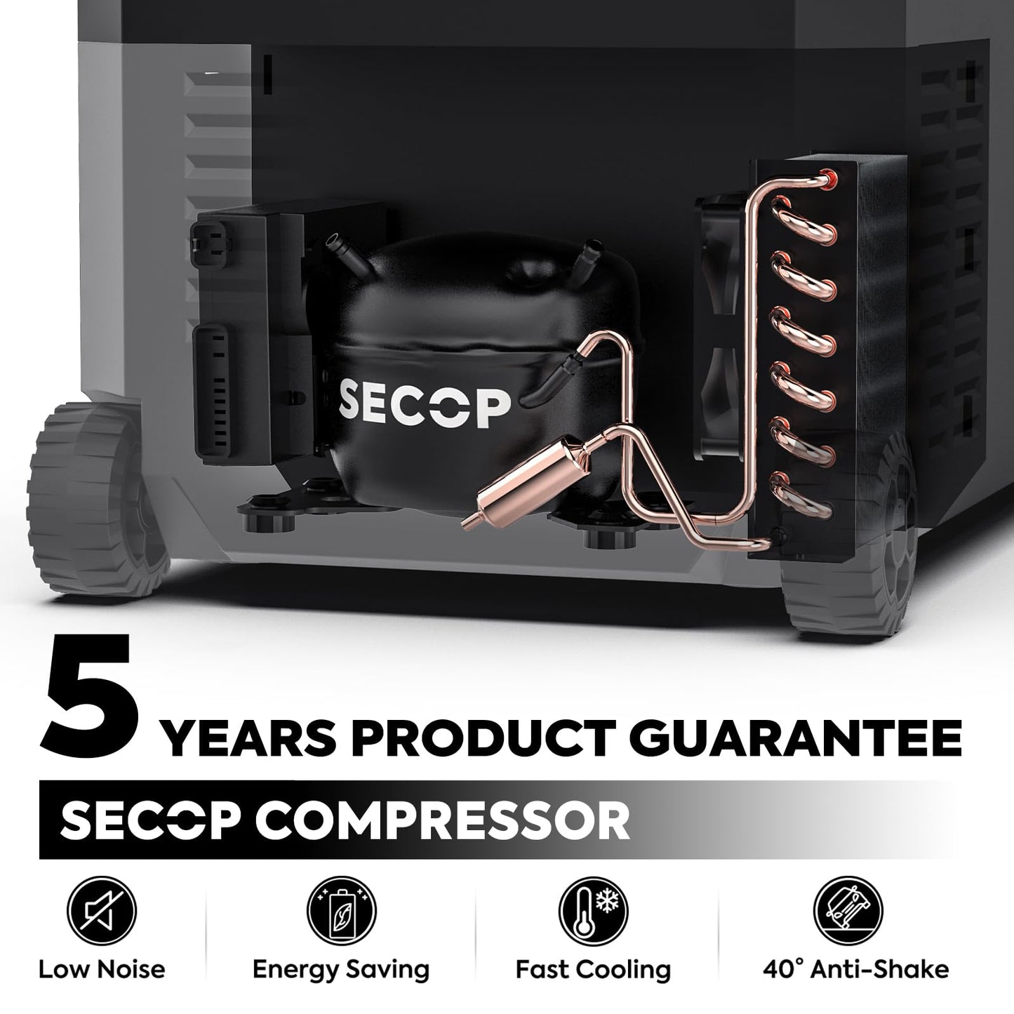 ICECO JP40 Pro 12 Volt Car Refrigerator, Portable Fridge Freezer for Camping, Car Fridge Powered by SECOP, 12V refrigerator for Car & Home, DC 12/24V, AC 110/240V, Multi-directional Lid