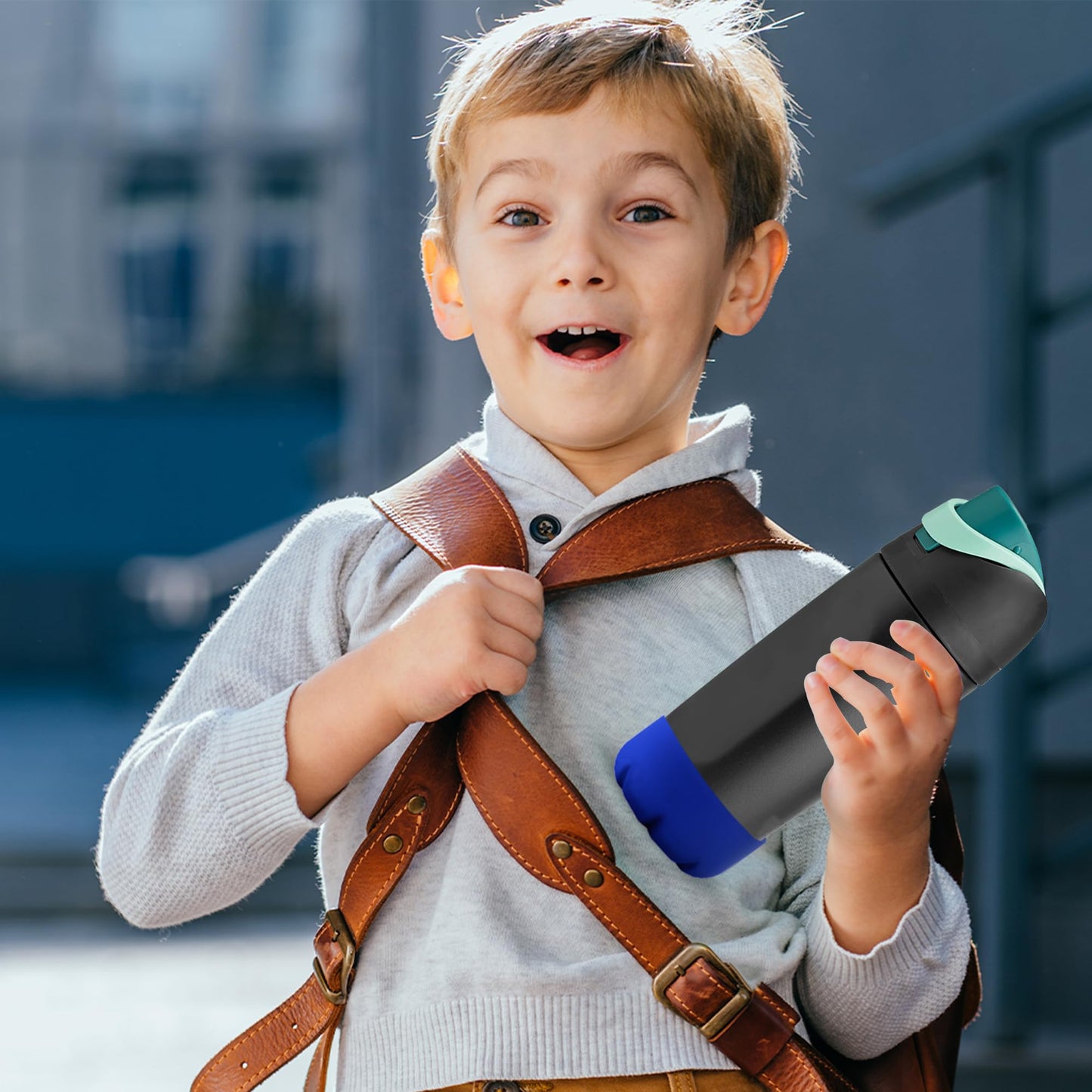 VIKIZUES Silicone Boot Compatible with Owala Water Bottle 24 oz & S'well 25 oz Water Bottle and More 25 oz Stainless Steel Water Bottles, Anti-Slip Bottom Protector Sleeve (Blue)