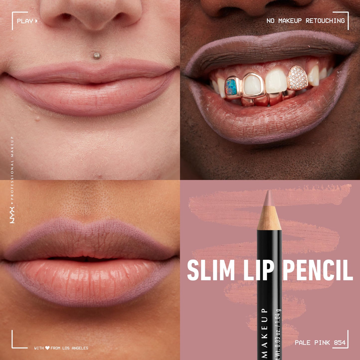 NYX PROFESSIONAL MAKEUP Slim Lip Pencil Creamy Lip Liner Pale Pink & Natural