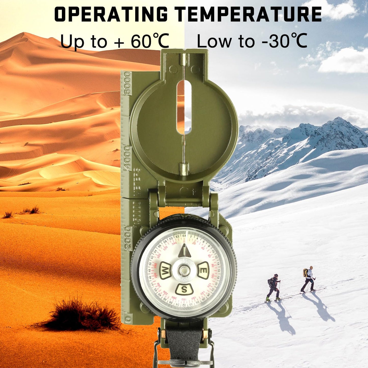 Eyeskey Multifunctional Military Sighting Navigation Compass with Inclinometer | Impact Resistant & Waterproof Compass for Hiking, Camping”
