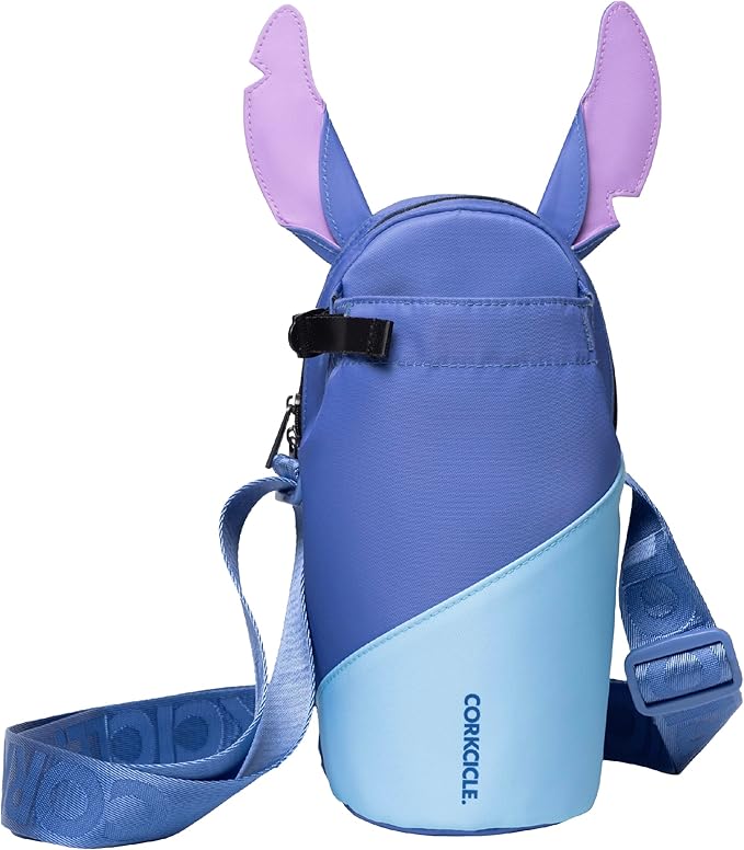 Corkcicle x Disney Stitch Crossbody Water Bottle Sling Bag, Fits 16 oz to 40 oz Tumbler – Water Bottle Holder with Strap and Padded Interior Securely Holds Bottle, Cards, Phone, Keys, and More