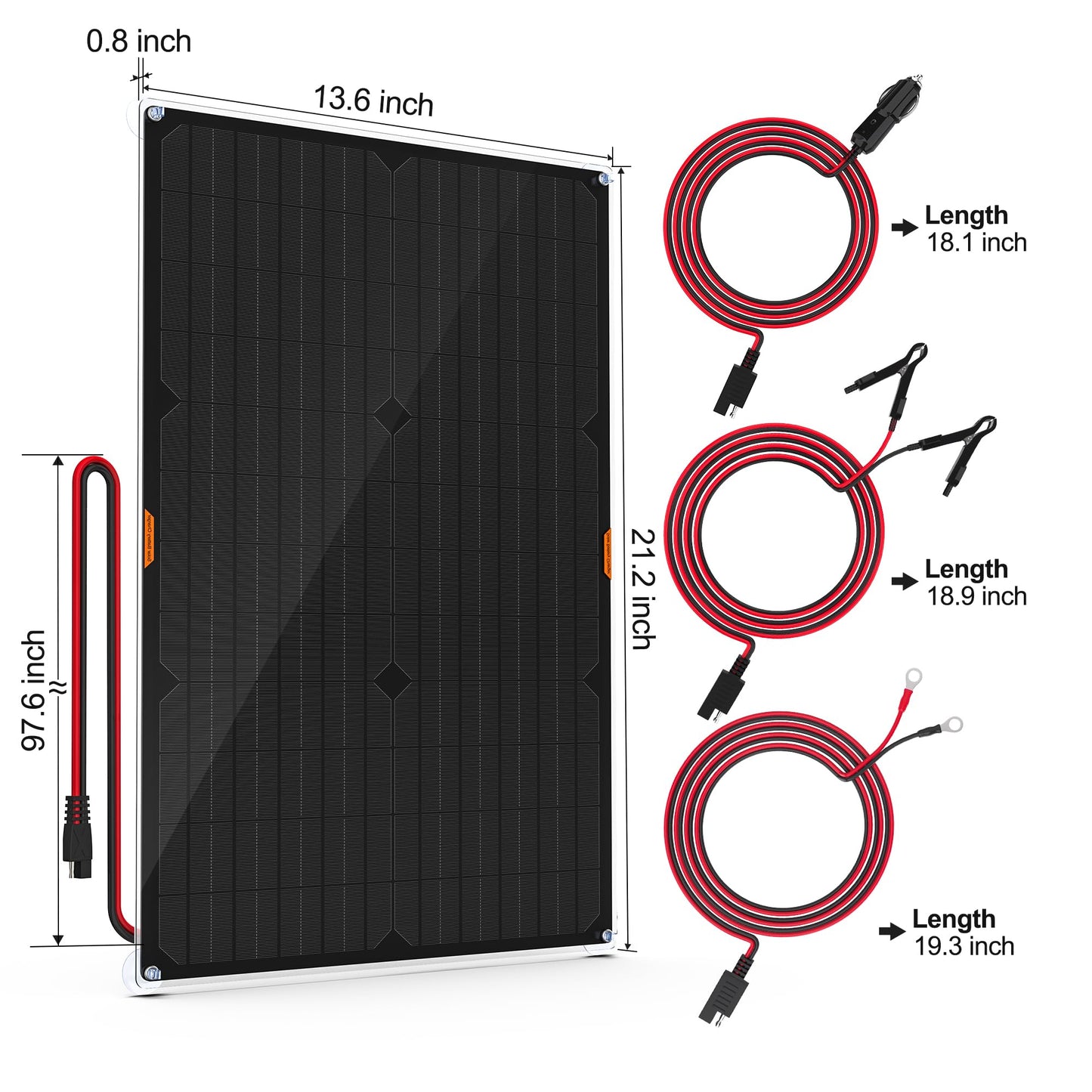OYMSAE 30 Watt 12 Volt Solar Panel Solar Trickle Charger 30W 12V Portable Solar Battery Charger & maintainer with Cigarette Lighter Plug & Alligator Clip